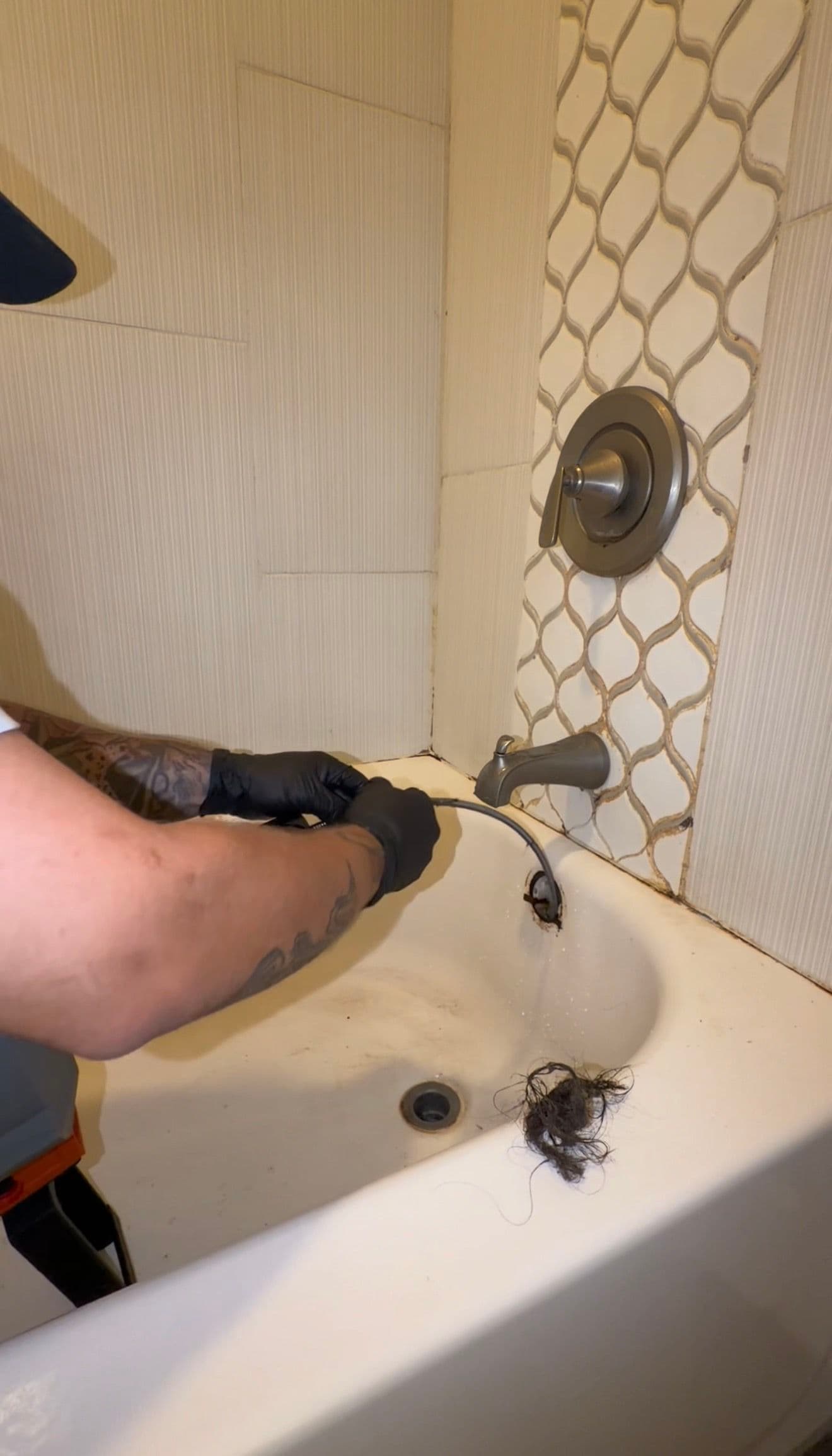 Stubborn Bathtub Clog Cleared with a Ridgid K-46